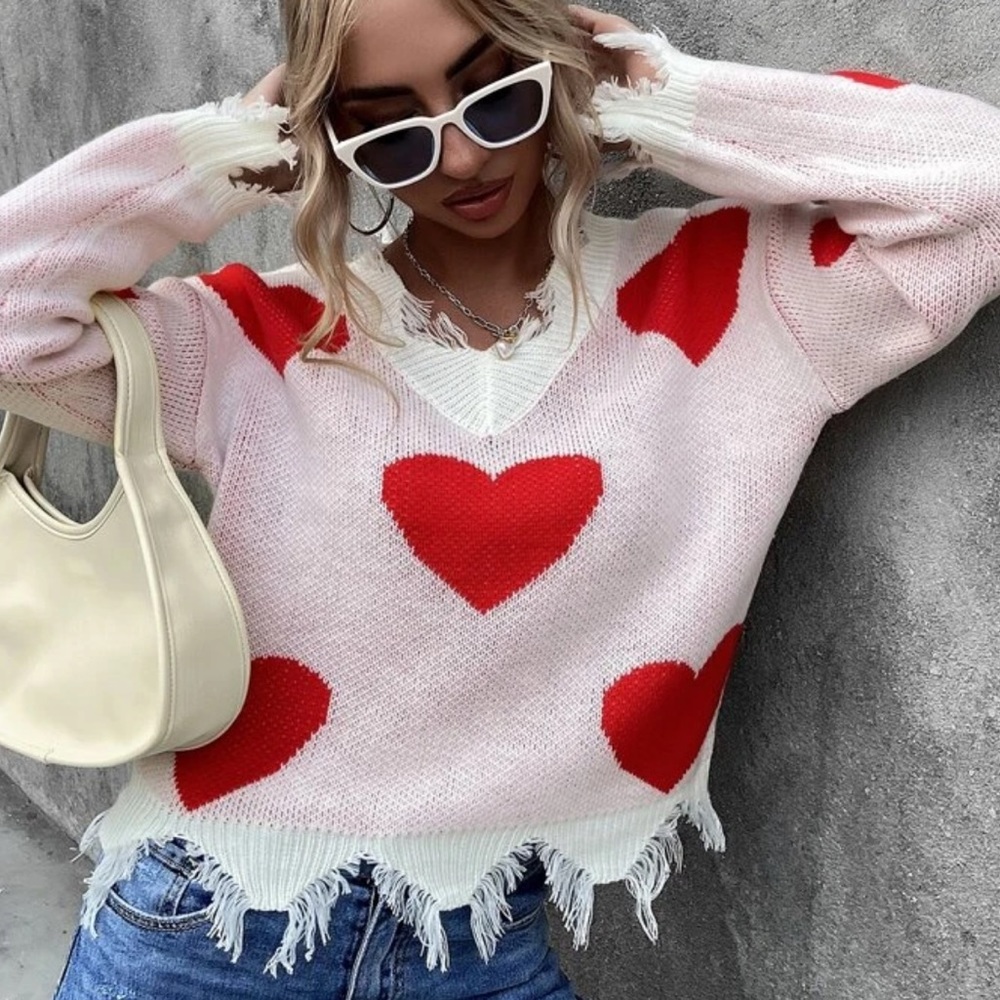 Super cute woman sweater heart ❤️ print brand new - Picture 3 of 8